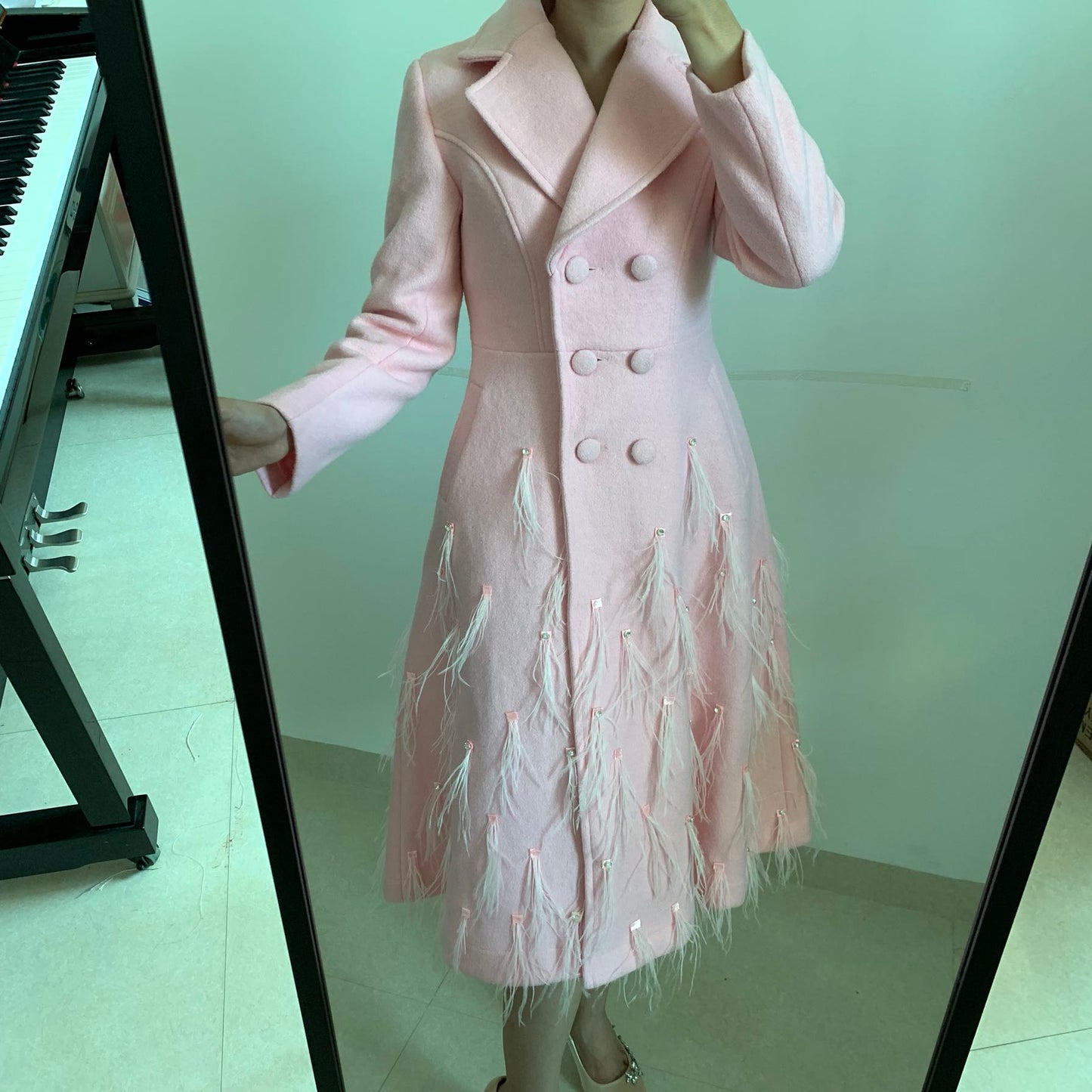Women's Winter Thick Warm Long Woolen Coat, Pink