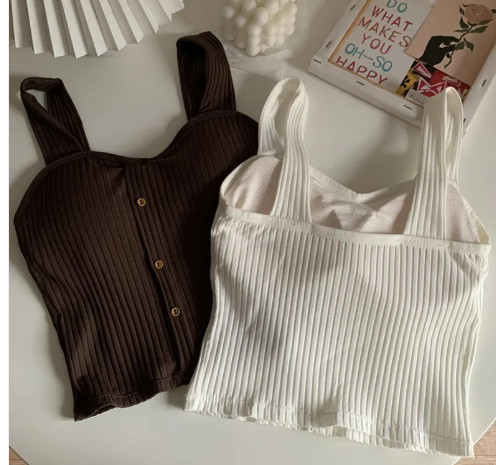 Spice Girls-Inspired Button up Tank Top With Bra