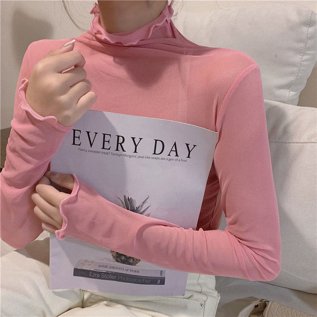 Korean Fashion Vintage Mesh Loose Transparent Cute Overshirt