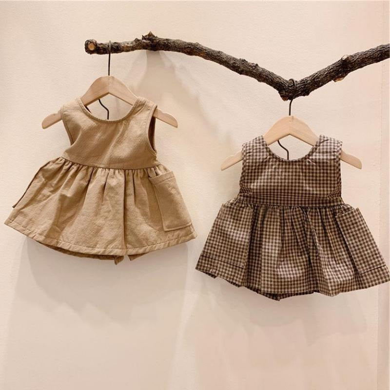 Elegant Girls Dress with Buttons & Pockets