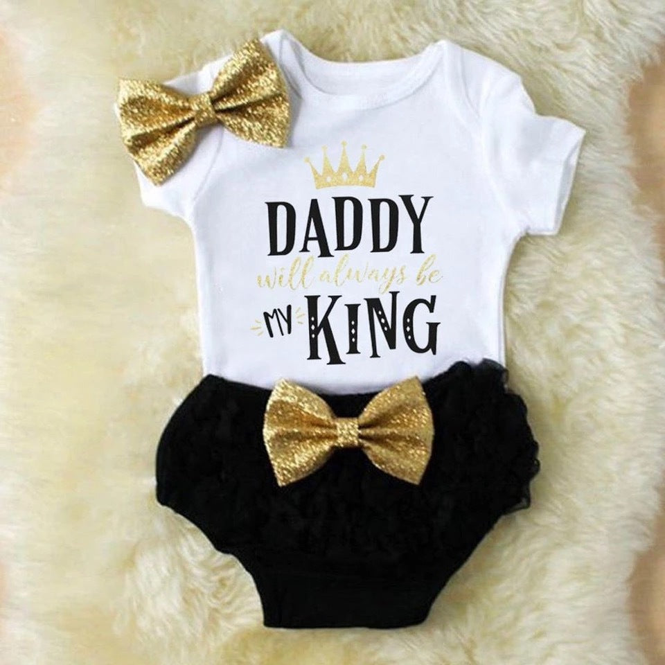Infant Girls' Romper Set Daddy's Princess One Piece and Shorties!