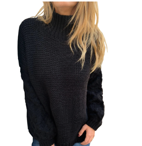 2026 Autumn Winter High Neck Lantern Sleeve Sweater