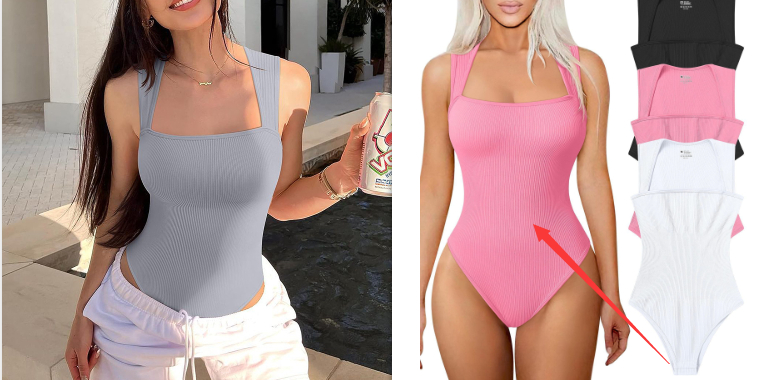 Women's Tank top Square Neck One Piece Sleeveless Slim Fit Bodysuit