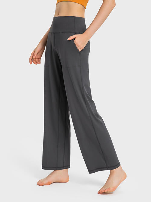 Ella Active Pants with Pockets, high waisted wide leg yoga, lounge