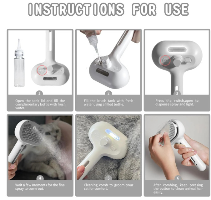 Pet Hair in water Sprayer Brush