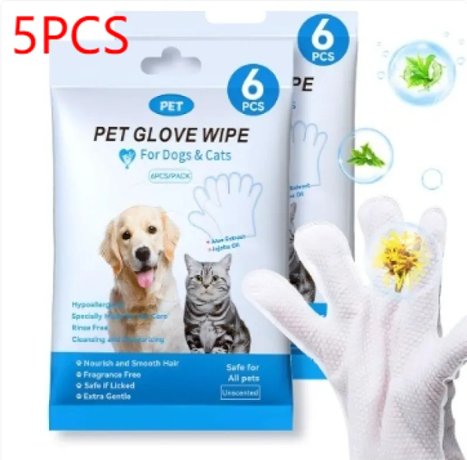 Pet Cleaning Gloves & Wipes, Cleaning Pet Wipes Natural Foam & Wipes