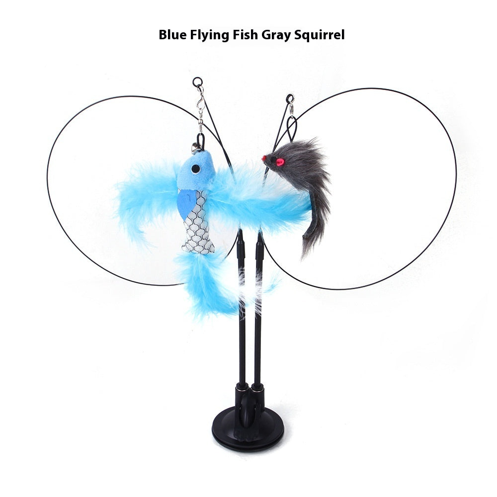 Cat fishing Teaser Toy with feathers