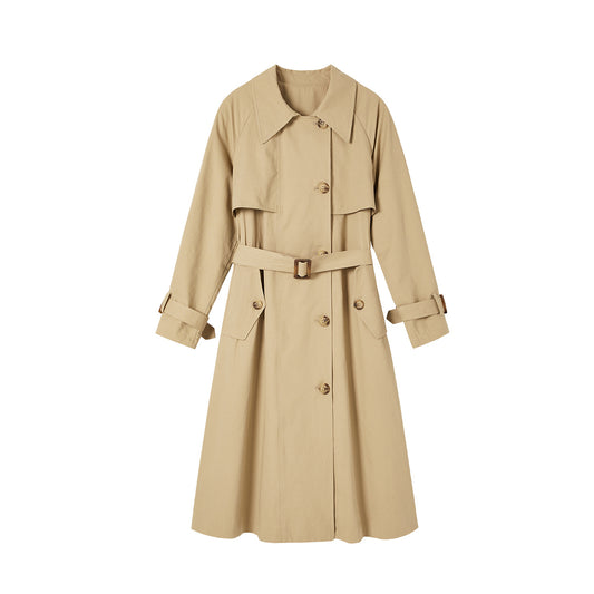 Women's Khaki Mid-Length Versatile Blazer Midi Dress