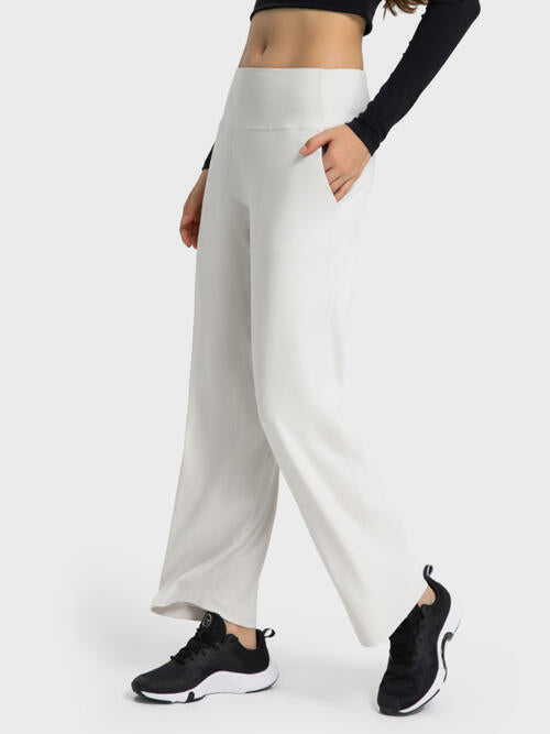 Ella Active Pants with Pockets, high waisted wide leg yoga, lounge