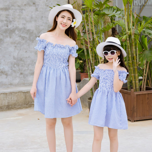 2026 Fashion Striped Mother-Daughter Cute Matching Dresses