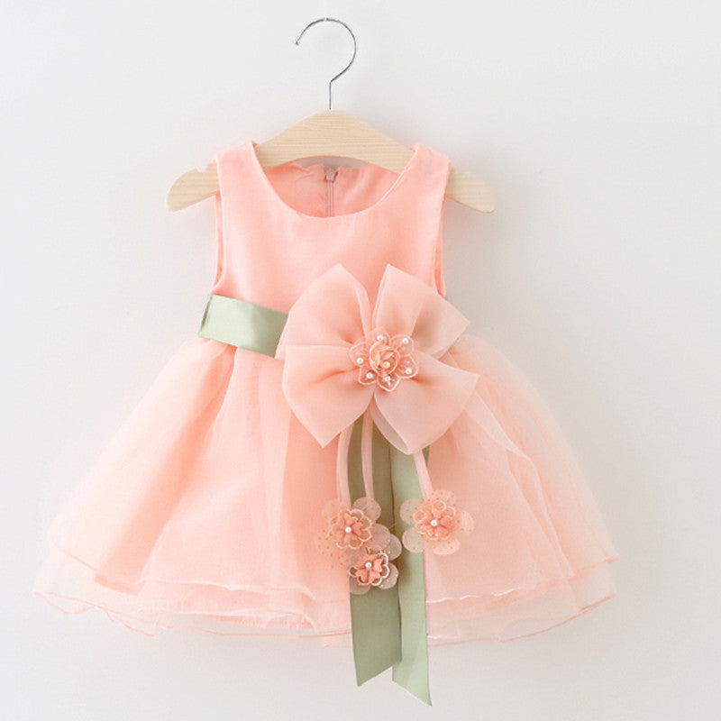 Girls' Dress with Tulle Skirt, zip up back and Bow! Purple & Pink