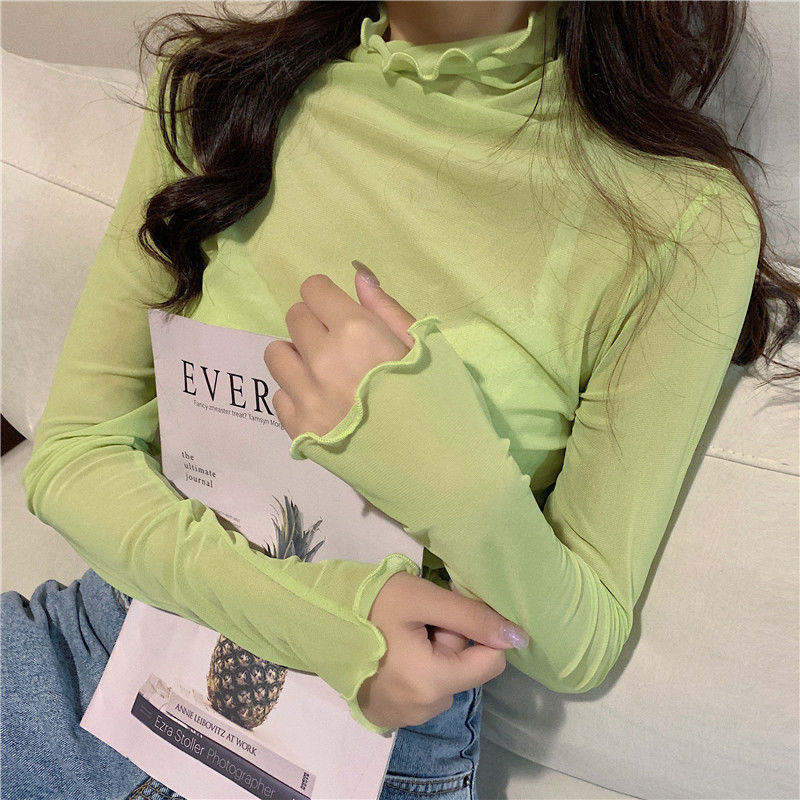 Korean Fashion Vintage Mesh Loose Transparent Cute Overshirt