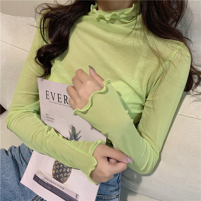 Korean Fashion Vintage Mesh Loose Transparent Cute Overshirt