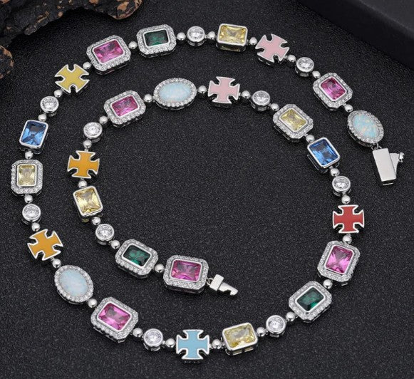 Gold-Plated Color Gemstone High End Necklace - Bracelet