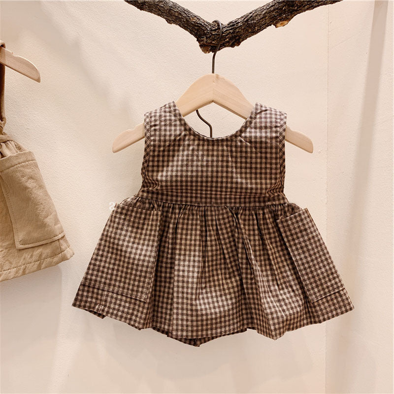 Elegant Girls Dress with Buttons & Pockets