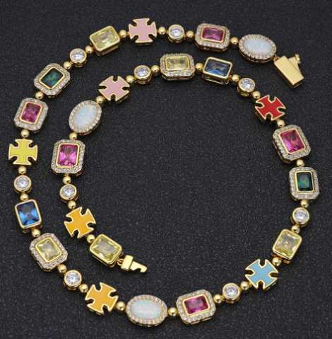 Gold-Plated Color Gemstone High End Necklace - Bracelet
