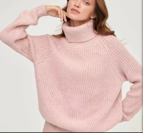 2026 Autumn Winter High Neck Lantern Sleeve Sweater