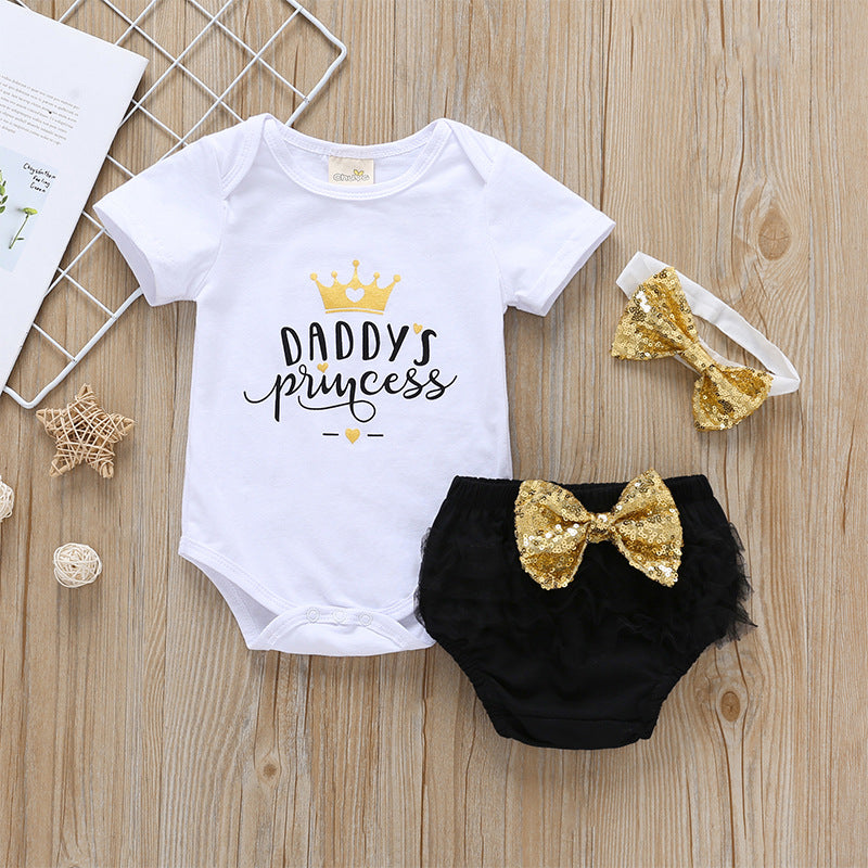 Infant Girls' Romper Set Daddy's Princess One Piece and Shorties!