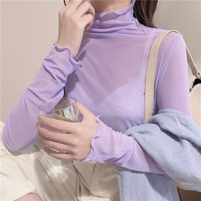 Korean Fashion Vintage Mesh Loose Transparent Cute Overshirt