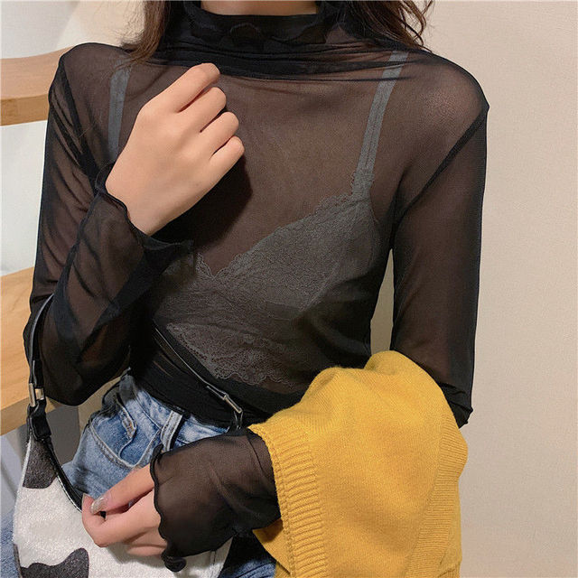 Korean Fashion Vintage Mesh Loose Transparent Cute Overshirt