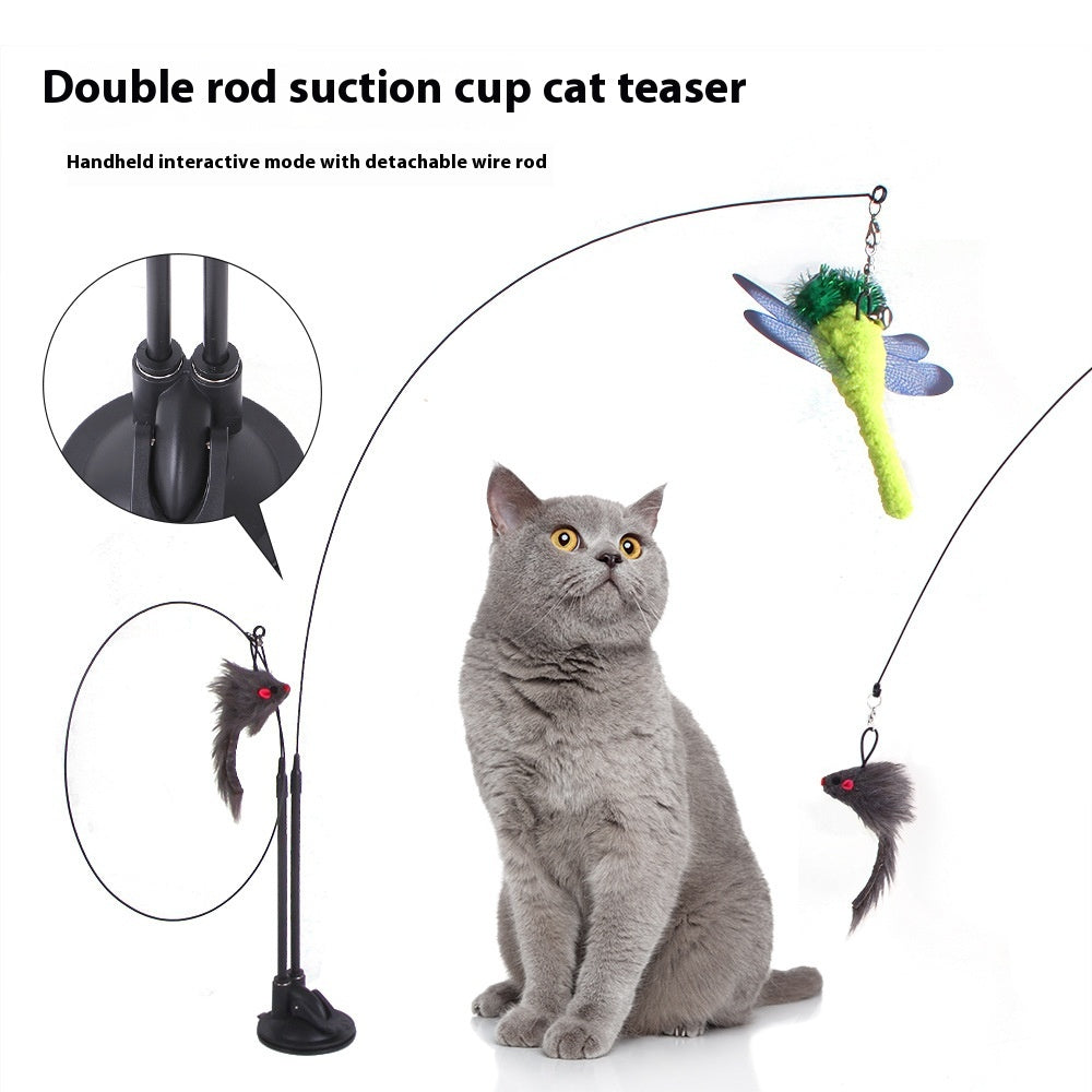 Cat fishing Teaser Toy with feathers