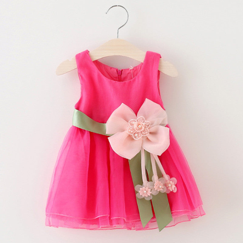 Girls' Dress with Tulle Skirt, zip up back and Bow! Purple & Pink