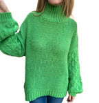 2026 Autumn Winter High Neck Lantern Sleeve Sweater