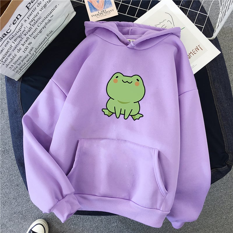 Super Cute Lounge Fluffy Loose Frog Hoodie