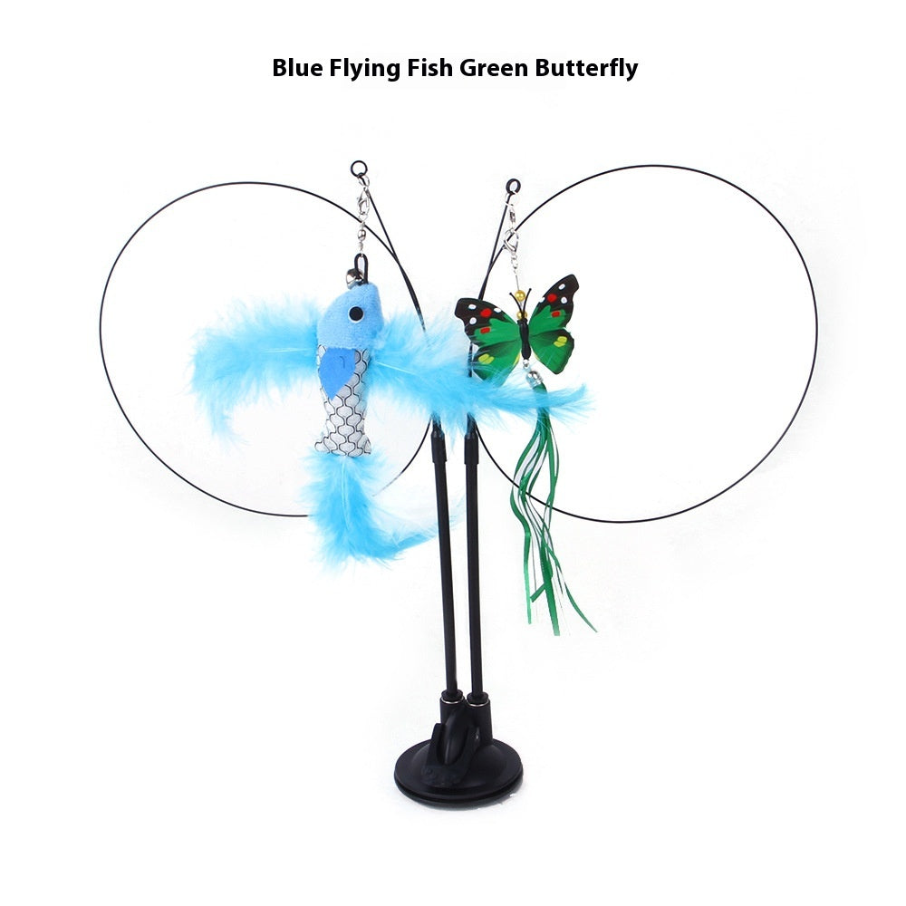Cat fishing Teaser Toy with feathers