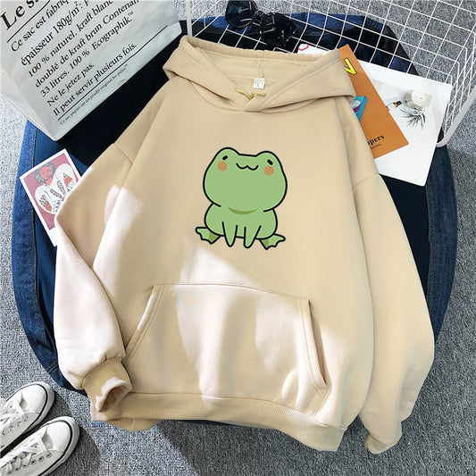 Super Cute Lounge Fluffy Loose Frog Hoodie
