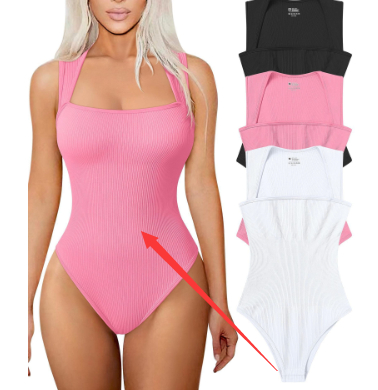 Women's Tank top Square Neck One Piece Sleeveless Slim Fit Bodysuit