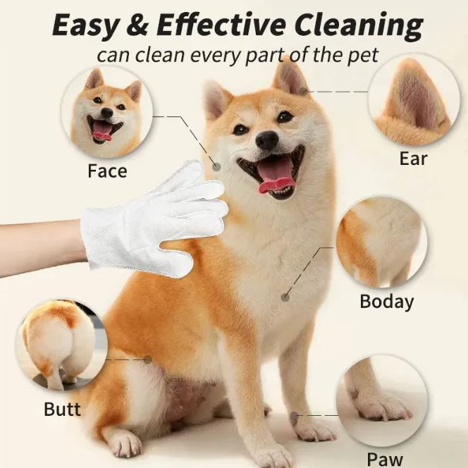 Pet Cleaning Gloves & Wipes, Cleaning Pet Wipes Natural Foam & Wipes