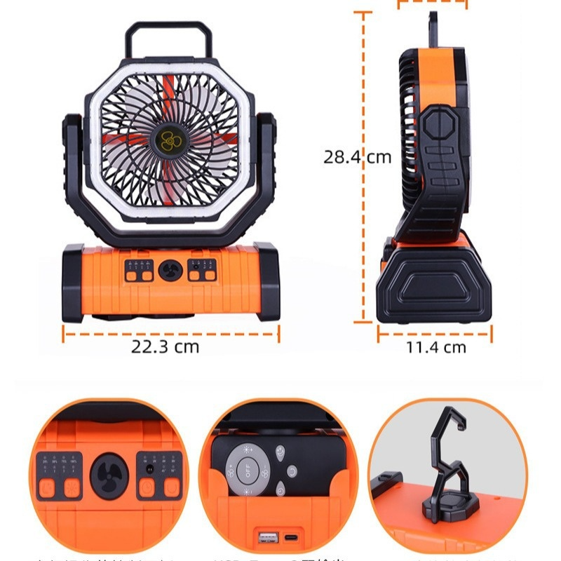 Outdoor Household Power Bank LED Light Camping Fan Tough