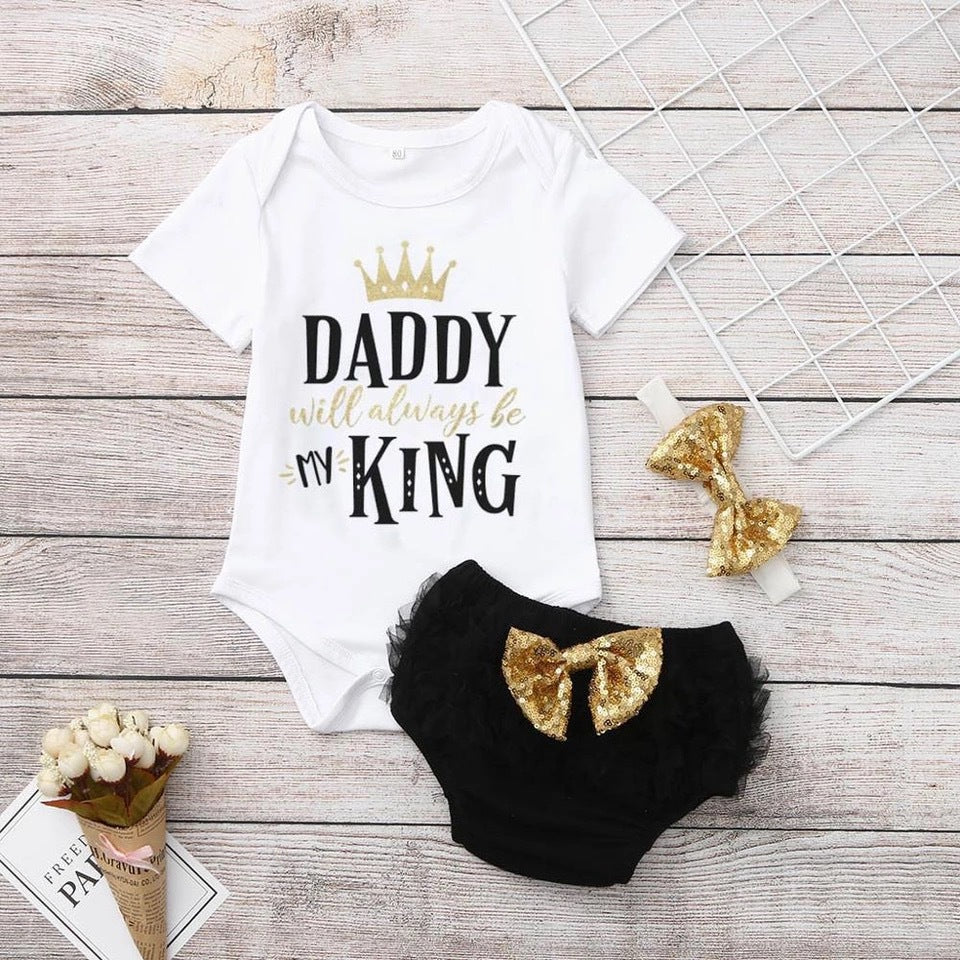 Infant Girls' Romper Set Daddy's Princess One Piece and Shorties!
