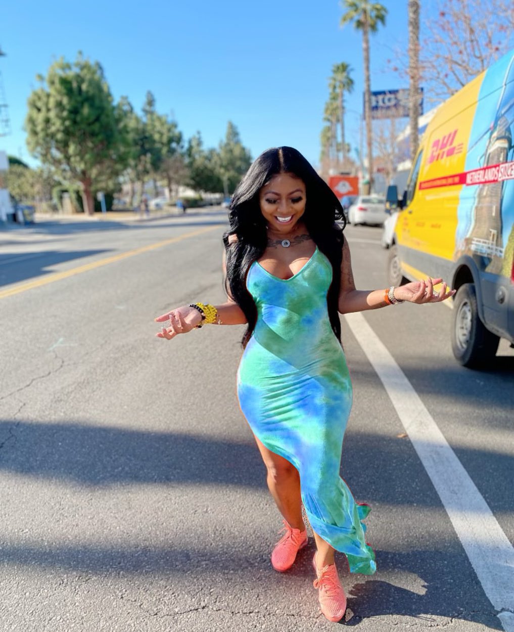 Tie Dye Print Tank Top Beach Dress for Women