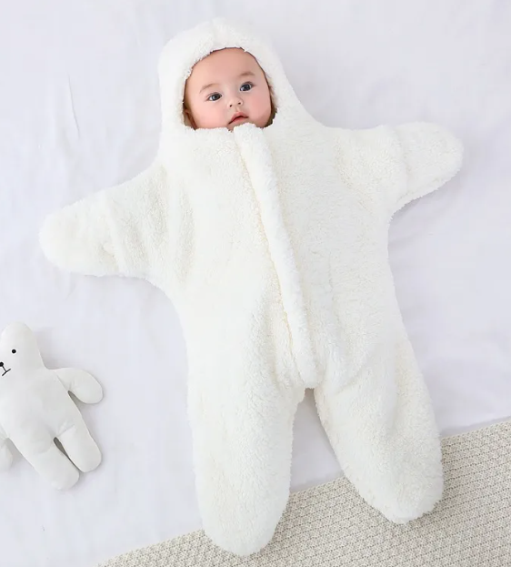 Baby one piece winter cozy fuzzy fleece outfit