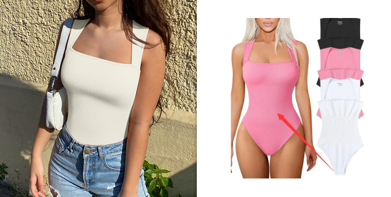 Women's Tank top Square Neck One Piece Sleeveless Slim Fit Bodysuit