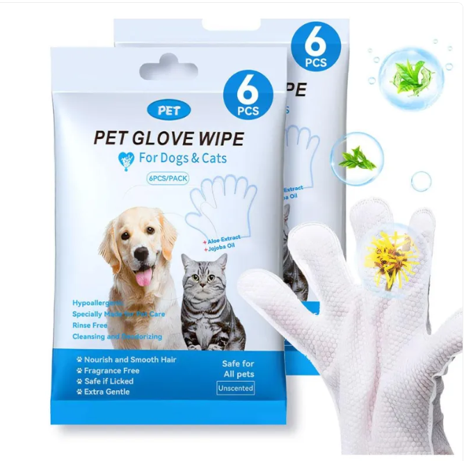 Pet Cleaning Gloves & Wipes, Cleaning Pet Wipes Natural Foam & Wipes
