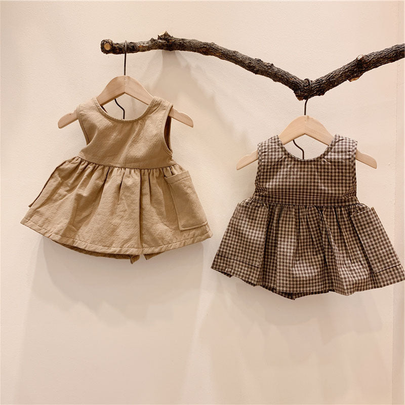 Elegant Girls Dress with Buttons & Pockets