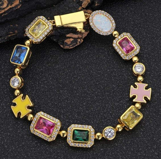 Gold-Plated Color Gemstone High End Necklace - Bracelet